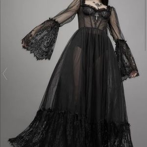 Dolls Kill Widow black tulle dress